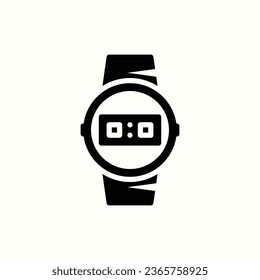 digitale Armbanduhr, Zeitschwarz-Symbol, einzeln auf hellem Hintergrund, perfekt für Website, Blog, Logo, Grafikdesign, soziale Medien, Benutzeroberfläche, mobile App