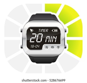 digital watch timer 20 minutes vector illustration isolated on white background 
