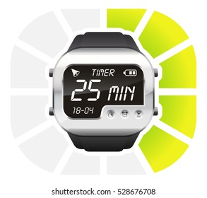digital watch timer 25 minutes vector illustration isolated on white background 