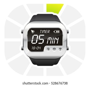 digital watch timer 5 minutes vector illustration isolated on white background 