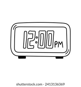 Digital Watch vector icon in doodle style. Symbol in simple design. Cartoon object hand drawn isolated on white background.