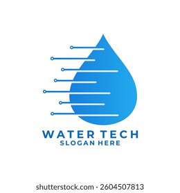 Digital Water Drop Tech logo design vector template. Water logo design icon