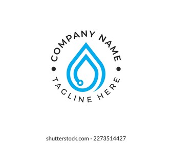 Digital Water Drop Technology Tech Logo Concept icon sign symbol Design Element. Aqua, Droplet, Plumbing, Plumber, Cleaning Logotype. Vector illustration template