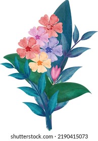 Digital Watercolor Flower  Leaves Illustration. You can use this design to print on greeting cards, frames, 
mugs, shopping bags, etc. whatever you want.
