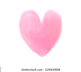 Digital watercolor heart on white. Aquarelle blotch on isolated background. Colored hand drawn spot for design and work. Colorful illustration