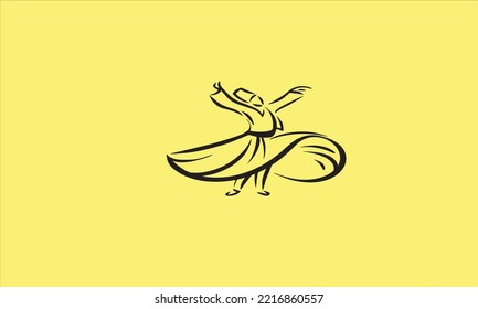 Digital watercolor illustration of whirling dervishes or semazen