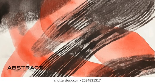 A digital watercolor painting featuring abstract shapes and strokes in orange and brown hues.