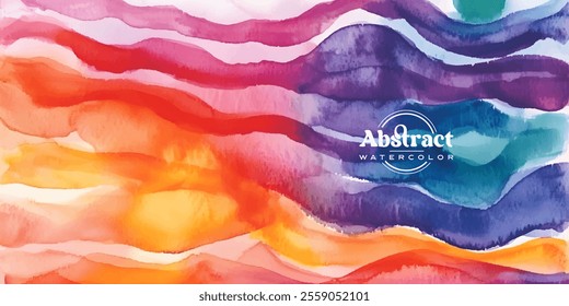 A digital watercolor painting featuring abstract wavy patterns in a vibrant array of colors.