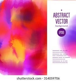 Digital watercolor vector page design with red and pink colors. Artistic banner template.