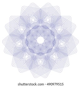 Digital watermark. Guilloche background. It can be used as a protective layer for the certificates, diplomas, banknotes. Pattern Rosette for Fake Money or Other Security Papers - Vector Illustration.