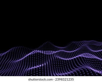 Digitaler Wellenhintergrund. 3d Muster. Wissenschaftliche Oberflächenstruktur. Technologie-Hintergrund. Vektorgrafik
