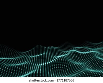 Digital Wave Background. Points Abstract Texture. Code Computer Backdrop. Technology Dots Pattern. Vector illustration