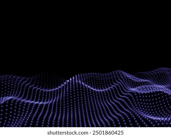 Fondo de onda digital. Textura científica. Telón de fondo Abstractas. Patrón de puntos. Ilustración vectorial