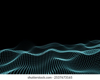 Digital Wave Background. Surface Pattern. Technology Points Backdrop. 3d Abstract Texture. Vector illustration
