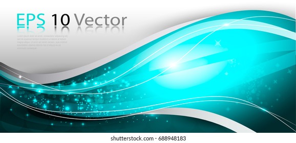 Digital Wave Banner Template for Web Design in Aquamarine Color. Vector Illustration