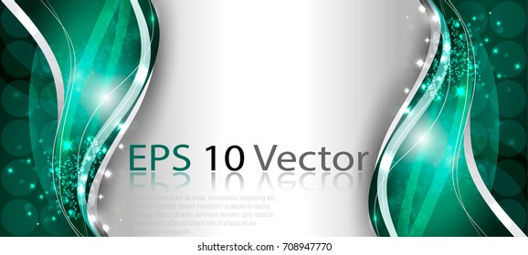 Digital Wave Banner Template for Web Design in Aquamarine Color Framed. Vector Illustration