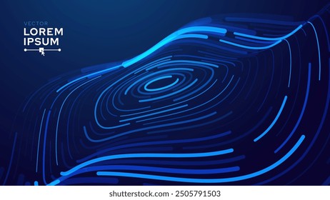 Digital Wave Circle Audio Lines Grid Big Data Background. Spreading Sound Waves Circles. Visual Data. Futuristic Circular Sound Wave. Big Data Visualization. 3D Virtual Space VR Cyberspace. Vector.