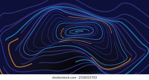 Digital Wave Circle Audio Lines Grid Big Data Background. Spreading Sound Waves Circles. Visual Data. Futuristic Circular Sound Wave. Big Data Visualization. 3D Virtual Space VR Cyberspace. Vector.