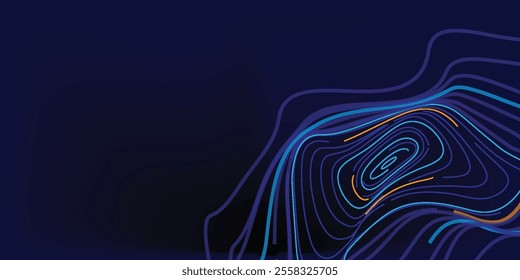 Digital Wave Circle Audio Lines Grid Big Data Background. Spreading Sound Waves Circles. Visual Data. Futuristic Circular Sound Wave. Big Data Visualization. 3D Virtual Space VR Cyberspace. Vector.