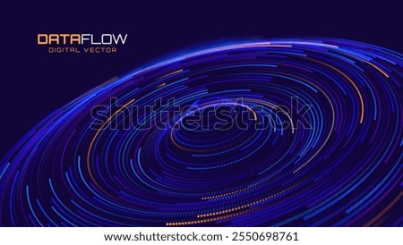 Digital Wave Circle Audio Lines Grid Big Data Background. Spreading Sound Waves Circles. Visual Data. Futuristic Circular Sound Wave. Big Data Visualization. 3D Virtual Space VR Cyberspace. Vector.