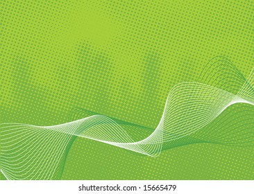 digitale Welle auf floralem, blauem Hintergrund, Vektorgrafik