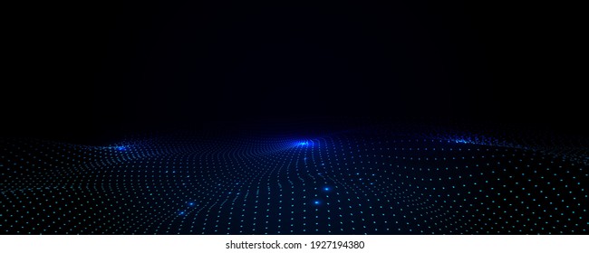 partículas de onda digital. Ola futurista. Ilustración del vector de fondo de tecnología abstracta