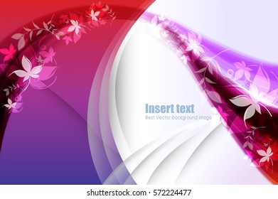 Digital Wave of Red Color and Pattern of Leaves
