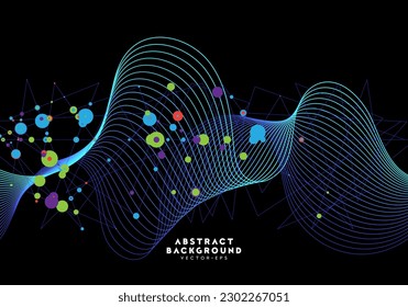digital wave striped with particle dots nano technology science theme background for advertisement website template website template,cover landingpage label design vector eps.