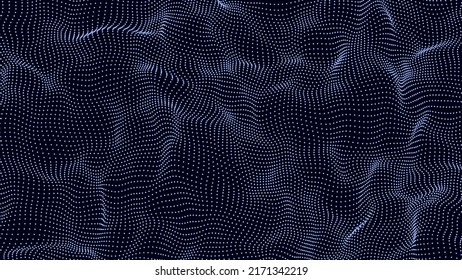 Digital wave texture with dots on the background. Big data visualization. Vector illustrations.