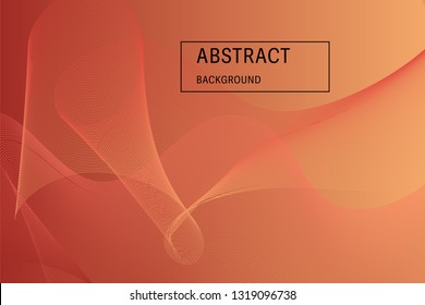 Digital wave vector abstract background in orange tones. Simple lines and modern trendy colors. 