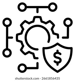 Línea de iconos de gestión de riqueza digital Ilustración vectorial
