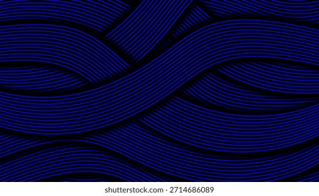 Digital Weave of Luminous Electric Blue Lines on a Black Void Background