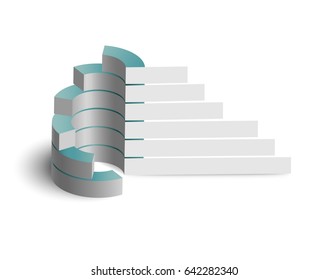 Digital web business infographic concept with 3d circle diagram and banners on white background isolated vector illustration