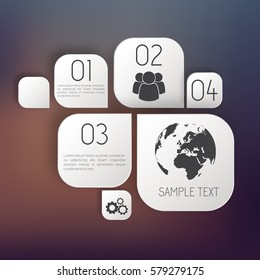 Digital web design concept with gray infographic elements four options and black icons isolated vector illustration
