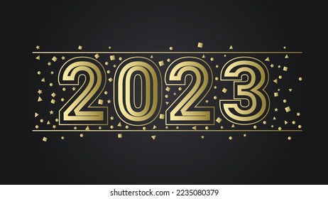 Digital web gold text of new 2023 year