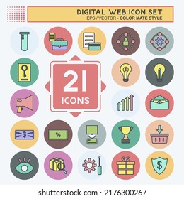 Digital Web Icon Set. suitable for digital web symbol. color mate style. simple design editable. design template vector. simple symbol illustration