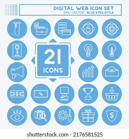 Digital Web Icon Set. suitable for digital web symbol. blue eyes style. simple design editable. design template vector. simple symbol illustration