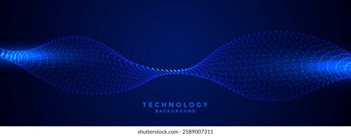 digital web technology blue background in particle style vector