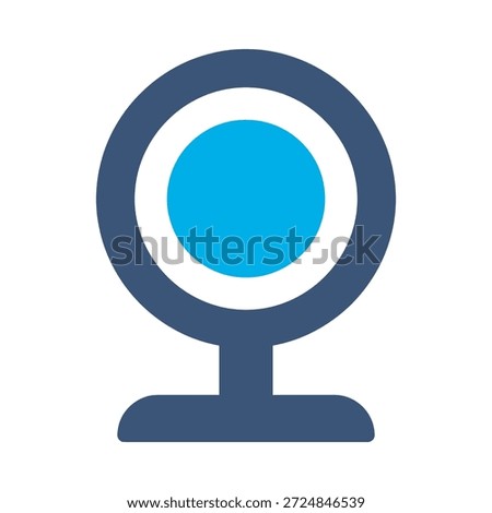 Digital webcam icon blue flat vector design camera symbol video call internet recording lens tech graphic element sign