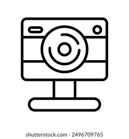 Digital Webcam icon linear logo mark in black and white