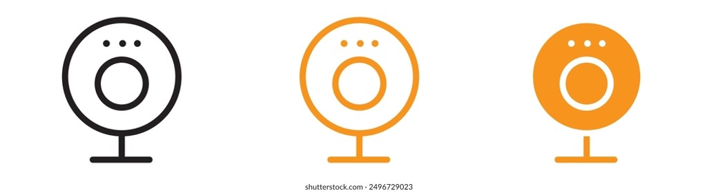 Conjunto de iconos de cámara web digital Ilustraciones de comunicación en línea para la Tecnología y el trabajo remoto