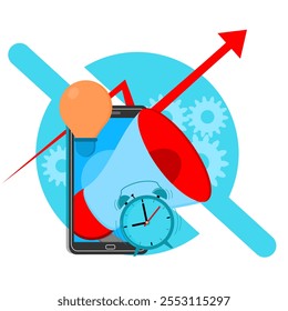 Digital Website Marketing illustration, Marketing and Analysis of website traffic. flat style vector. eps 2