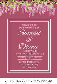 Digital wedding invitation card template vector