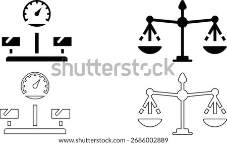 digital weighing scale, analog weighing scale, balance weight scale vector illustration