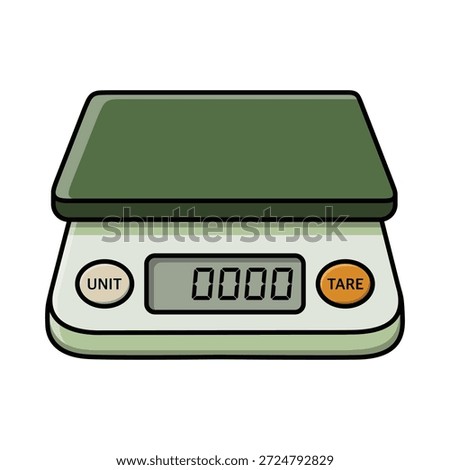 A digital weighing scale for cooking and measuring goods, suitable for kitchen use, product measurement, packaging, e-commerce, book illustration, and practical design projects.