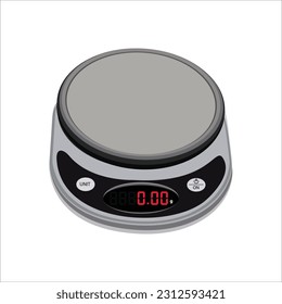 Digital weighing scale. and isolated on white background. Weight machine vector illustration. Food weight kitchen illustration.