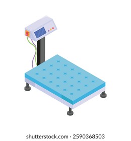 Digital weighing scale for measuring package weight in logistics and delivery.
