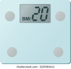 Digital weight scale BMI 20 Calculator vector illustration
