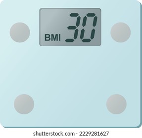 Digital weight scale BMI 30 Calculator vector illustration
