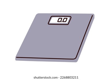 Digital weight scale. Floor device for weighing body, measuring BMI. Gadget for mass measurement, icon. Flat graphic vector illustration isolated on white background